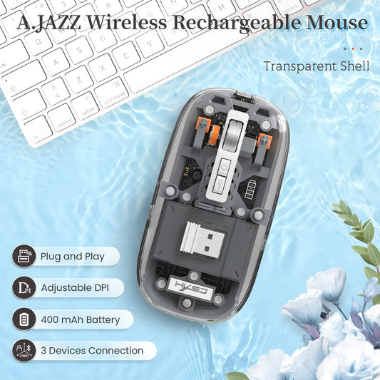 A.JAZZ T900 Wireless Bluetooth 5.1 Mini Mouse, Rechargeable, Silent, Black