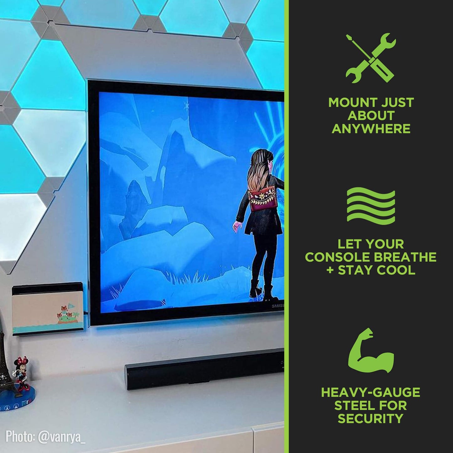 HIDEit Switch Mount - Wall Mount for Nintendo Switch & 2 Controllers - USA Made, Bundle: Mount + (2) Uni-C