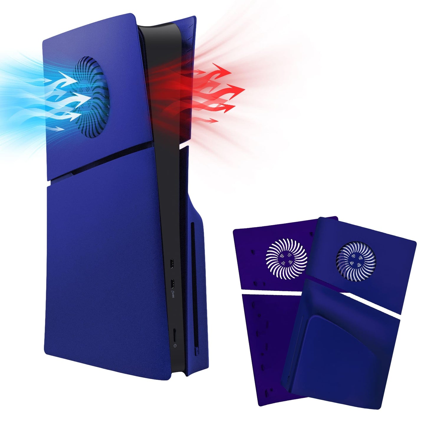 Mcbazel Face Plates for PS5 Slim Disc Edition Only  Anti-Scratch Replacement Panels Cover Plates Shell Case with Cooling Vent Compatible with PlayStation 5 Slim Disc Edition Console - Blue