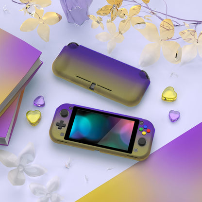 PlayVital ZealProtect Case for Nintendo Switch Lite - Ergonomic Grip, Shock-absorbent, Screen Protector, Gradient Purple Yellow