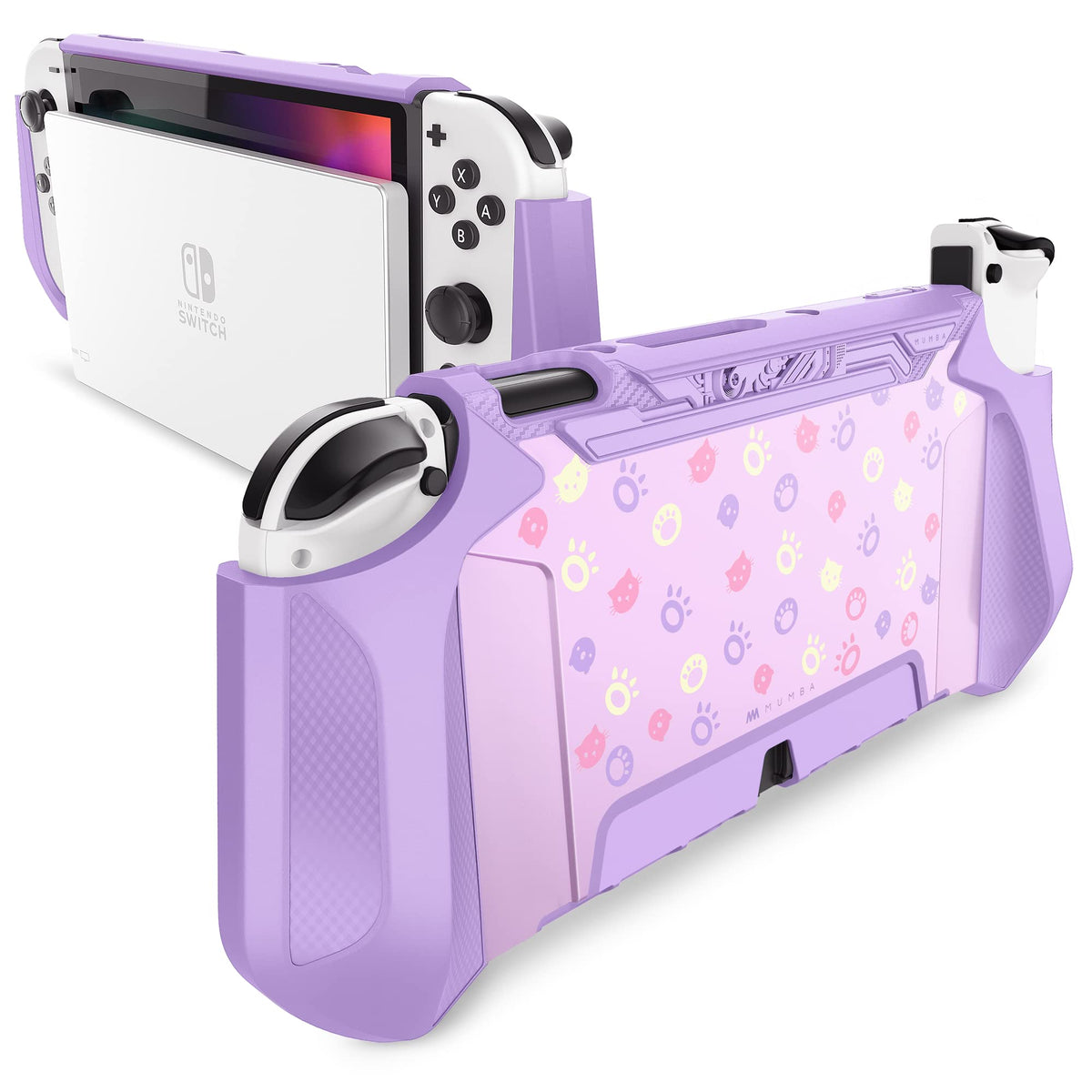 Mumba Dockable Case for Nintendo Switch OLED 2021  [cutting tool Series] TPU Grip Protective Cover Accessories Compatible with Nintendo Switch OLED 7 Inch and Joy-Con Controller (BBPurple)