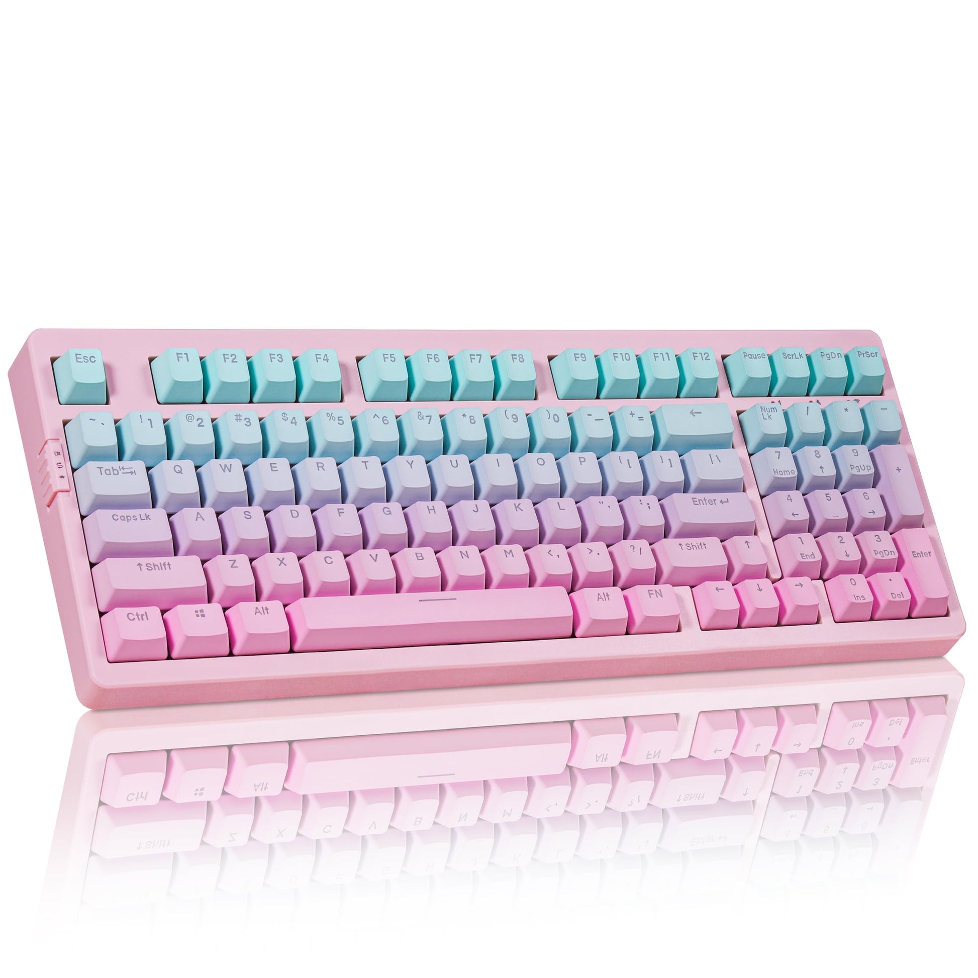 ZORNHER ZH980 Mechanical Keyboard 95% Pink & Blue Creamy Keyboard with Number Pad Gaming Keyboard Full Size Shine Through PBT Keycaps Creamy Sounding Linear Switches