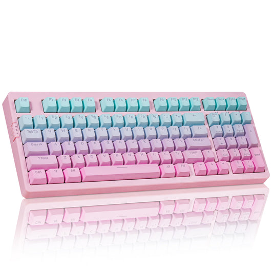 ZORNHER ZH980 Mechanical Keyboard 95% Pink & Blue Creamy Keyboard with Number Pad Gaming Keyboard Full Size Shine Through PBT Keycaps Creamy Sounding Linear Switches