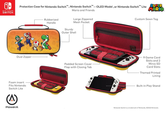 PowerA Protection Case for Nintendo Switch - OLED Model, Mario and Friends Design, Standard Size, Officially Licensed Gaming Accessories