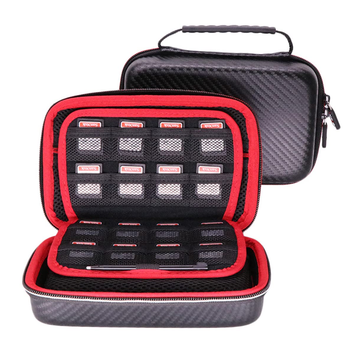 VSEER Nintendo 3DS XL/2DS XL Carrying Case - Hard Protective Shell  Black/Red
