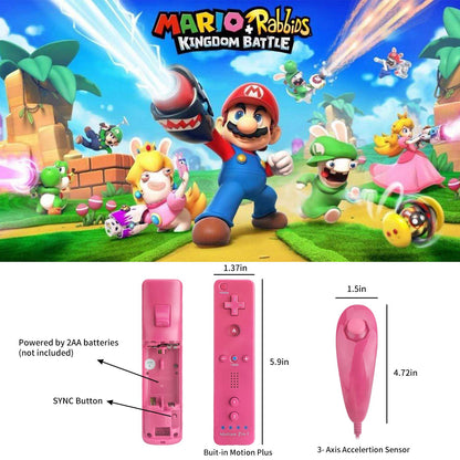 TechKen Wireless Controller for Wii U - Motion Plus, Pink, 1 Pack