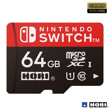 HORI Nintendo Switch Micro SD Card 64GB, Class 10, UHS-I, 80MB/s Read, 90MB/s Write, Black