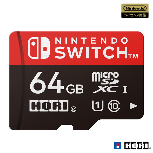 HORI Nintendo Switch Micro SD Card 64GB, Class 10, UHS-I, 80MB/s Read, 90MB/s Write, Black