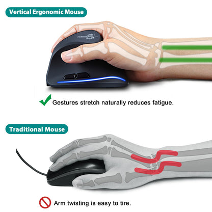 TRELC Wireless Tri-Mode Ergonomic Vertical Mouse, 3 Adjustable DPI, Rechargeable, 7 Buttons for PC, Laptop, Tablet - Black, Model F-35