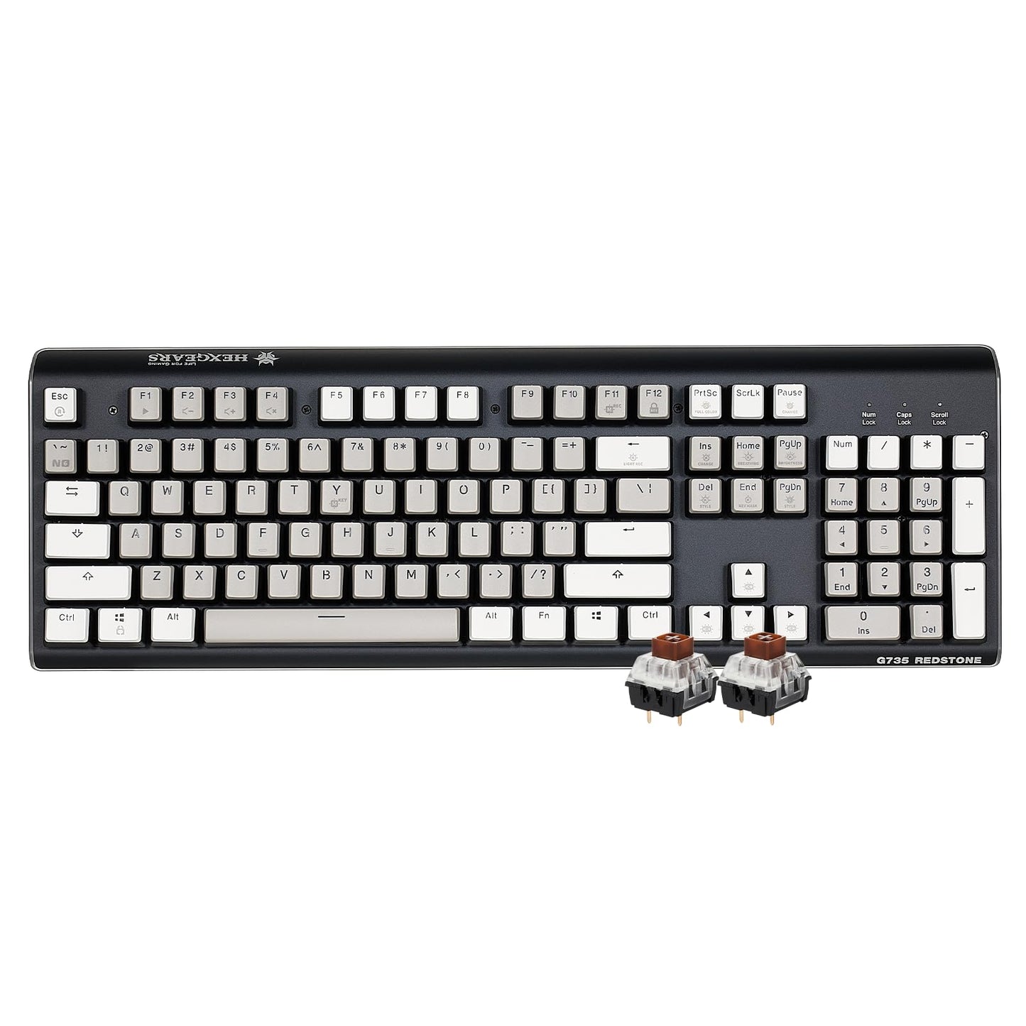 Hexgears GK735 Wired Full Size Mechanical Keyboard  Aluminum Housing Built for Gamers w/Kailh Box Brown Switch  White Backlit + Surrounded by RGB Light Strip  104 Keys Gaming Keyboard for PC/Mac