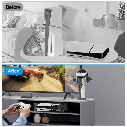 OCTODER PS5 Slim Console Stand with Headset & Controller Hooks, Black, Model E498970-Y001536713FBA