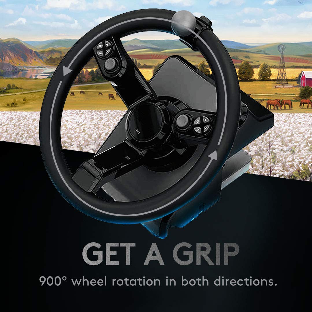 Logitech G Farm Simulator 2nd Gen Steering Wheel Bundle, PC Controller with Pedals, Black