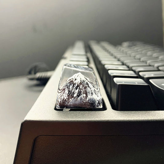 MECHKYP Handmade Mt .Fuji Backlit Resin Artisan Keycap R4/Esc Key Cap Shine Through Translucent SA Profile for Cherry MX Switch Gaming Mechanical Keyboard Snow Mountain(Black)