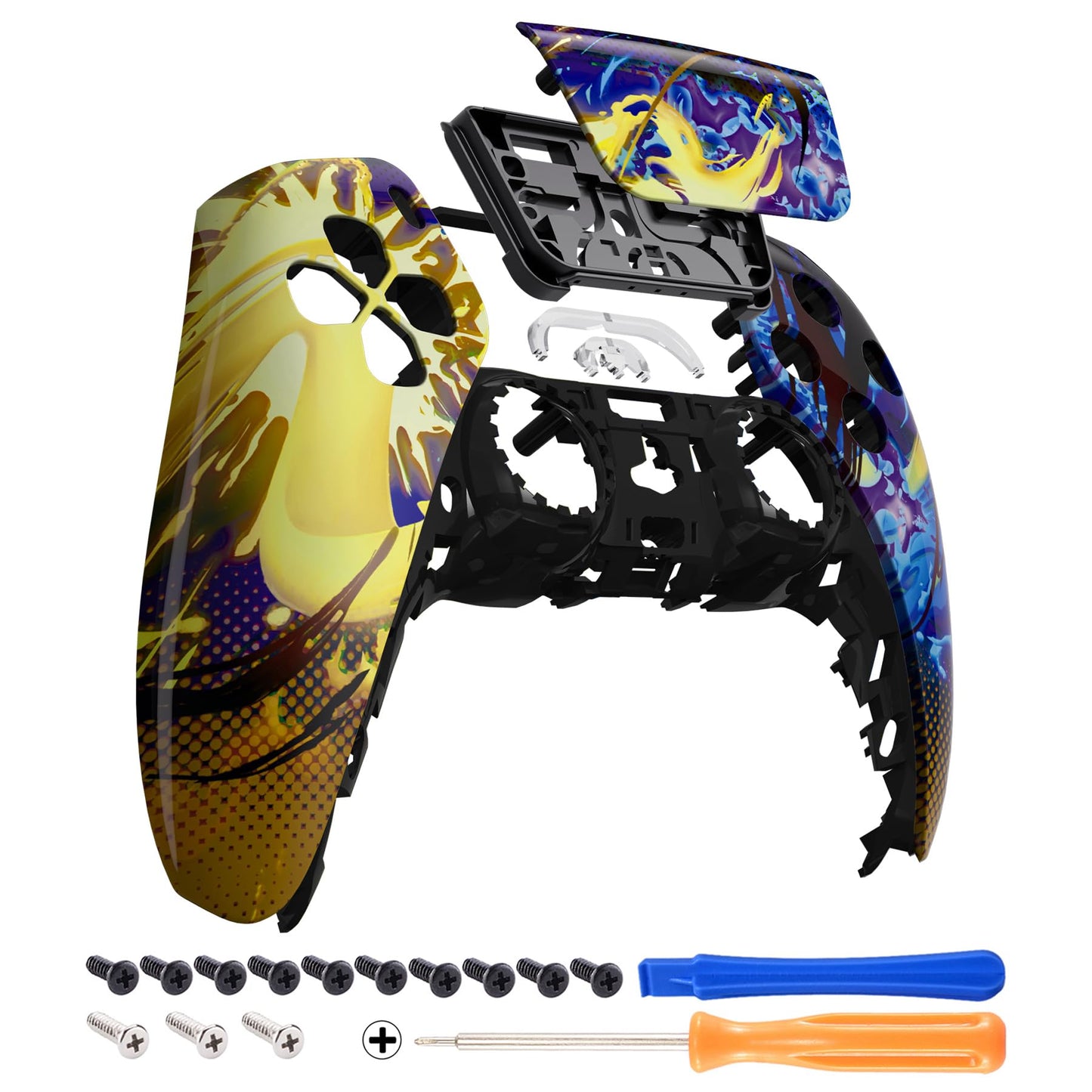 eXtremeRate Splattering Fighting Front Top Shell with Touchpad Compatible with ps5 Controller BDM-010 020 030 040 050  DIY Replacement Shell Custom Touch Pad Cover Compatible with ps5 Controller
