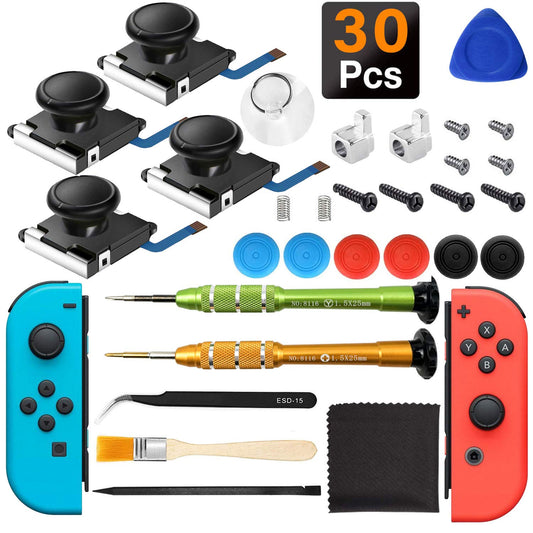 IIWEY Joycon Joystick Replacement 4 Pack for Fix Drift Nintendo Switch Joy-Con Controller & Switch Lite Joystick Replacement Left/Right Analog Thumb Stick  Metal Latch  Include Y1.5 Screwdrivers