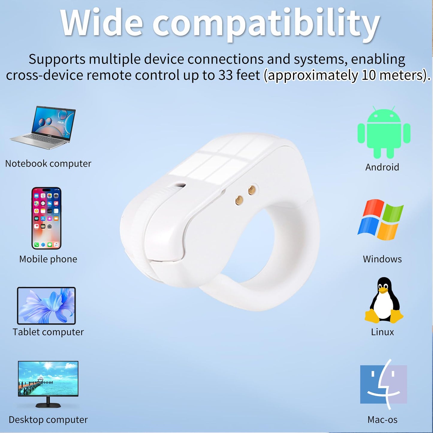 elec Space Mini Bluetooth Wireless Mouse - Dual Mode Touchpad Design, Rechargeable, White, Model B0FNJZ18X7