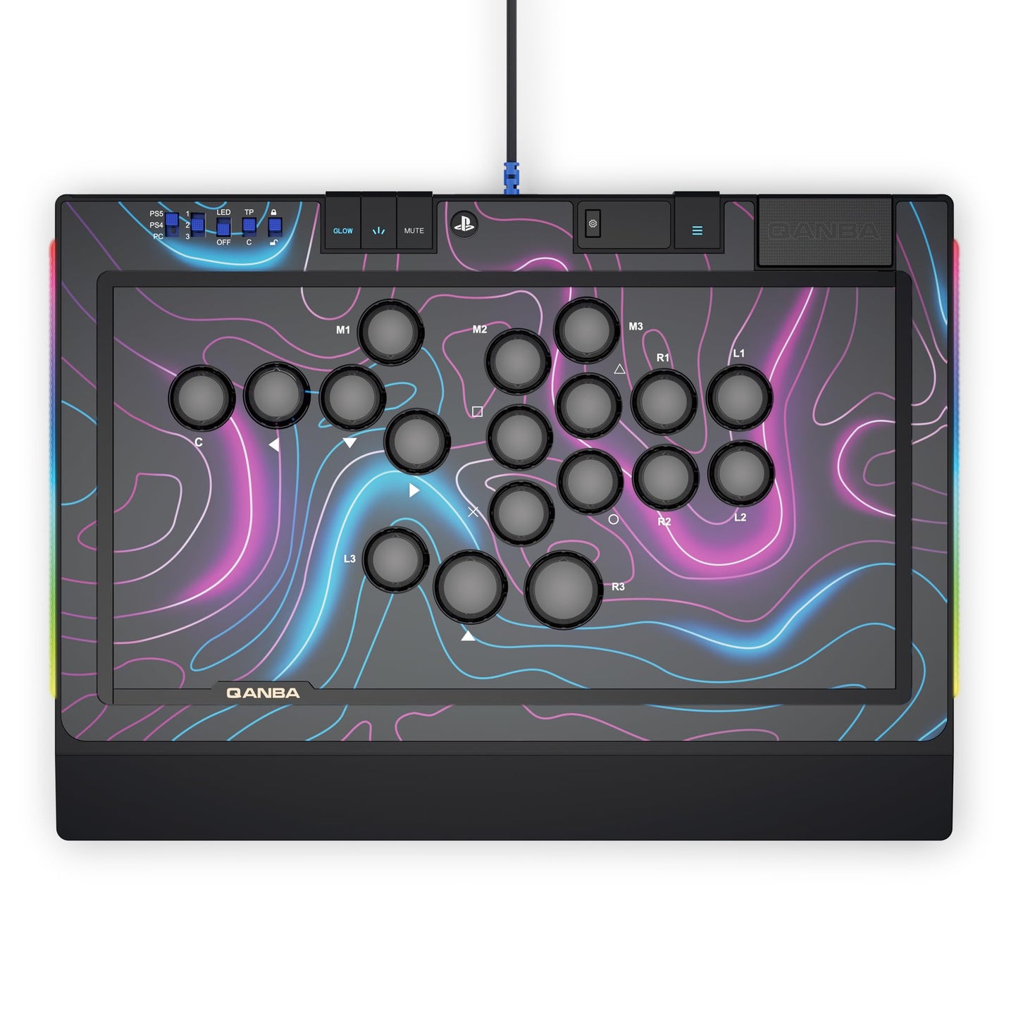 qanba Sapphire S1 Leverless Arcade Controller Joystick for PlayStation 5 and PlayStation 4 and PC (Fighting Stick) Officially Licensed Sony Product