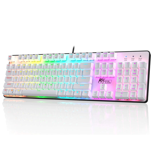 RK ROYAL KLUDGE RK920 Full Size Mechanical Keyboard  Rainbow Backlit Gaming Keyboard  104 Keys Wired Mechanical Keyboard with Number Pad  Tactile Brown Switch