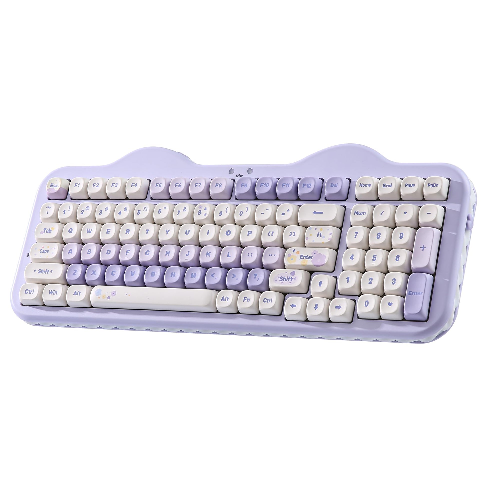 YUNZII C98 Wireless Mechanical Keyboard with Number Pad 99 Key BT5.0/2.4G/USB-C Hot Swap Gasket Mount with PBT MOA Keycaps Custom RGB Cute Cake Keyboard for Win/Mac (Purple  Milk V2 Linear Switch)