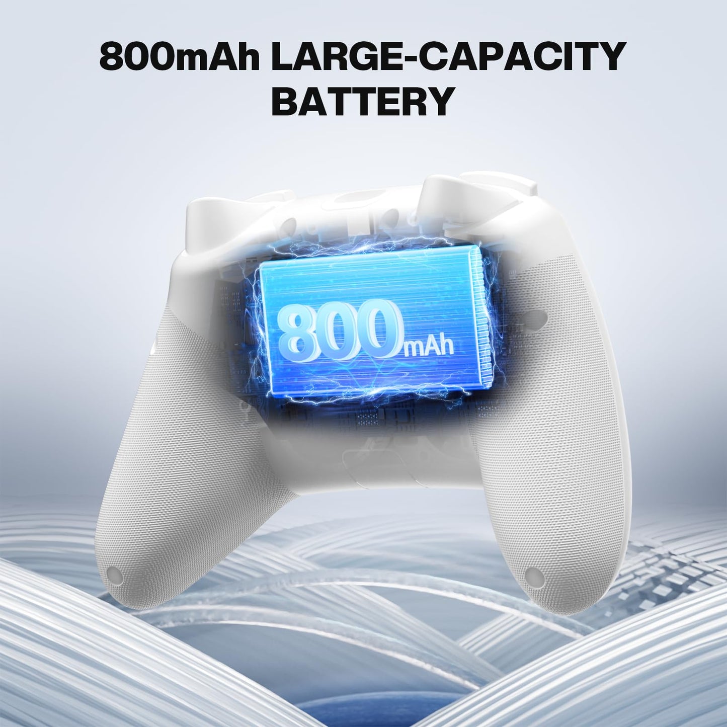 ECHTPower Wireless Gaming Controller - Hall Effect Joystick, 2.4G & Wired, 1000Hz Polling Rate, 800mAh Battery, Off-White, Model ES01