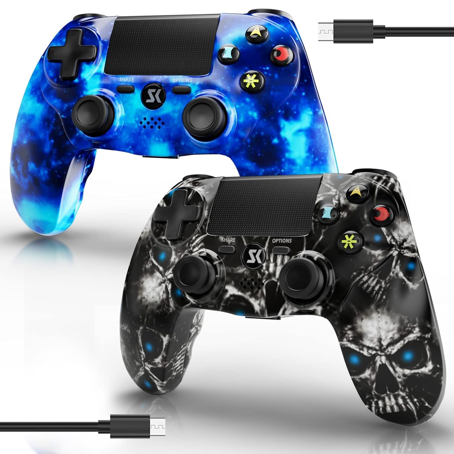 2 Pack Wireless Controller for PS4  Controller for Sony PlayStation 4  Double Shock 6-Axis Motion Sensor  Sensitive Touch Pad  Built-in Speaker & 3.5mm Headset Jack  Compatible with PS4/Pro/Slim