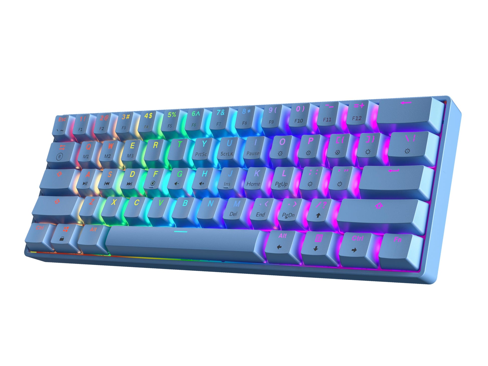 HK GAMING GK61 60% v3 | Hotswap Mechanical Gaming Keyboard | 61 Keys Multi Color RGB LED Backlit for PC/Mac Gamer | US Layout (Blue  Gateron Optical Speed Yellow)
