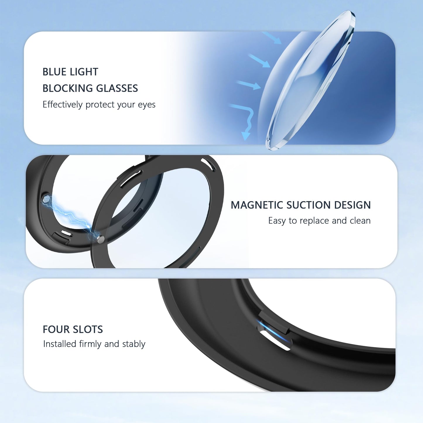 STARTRC GAMES Lens Anti Fog Kit for Meta Quest 3 - Blue Light Blocking Glasses Spacer, Anti-Scratch Ring, VR Accessory