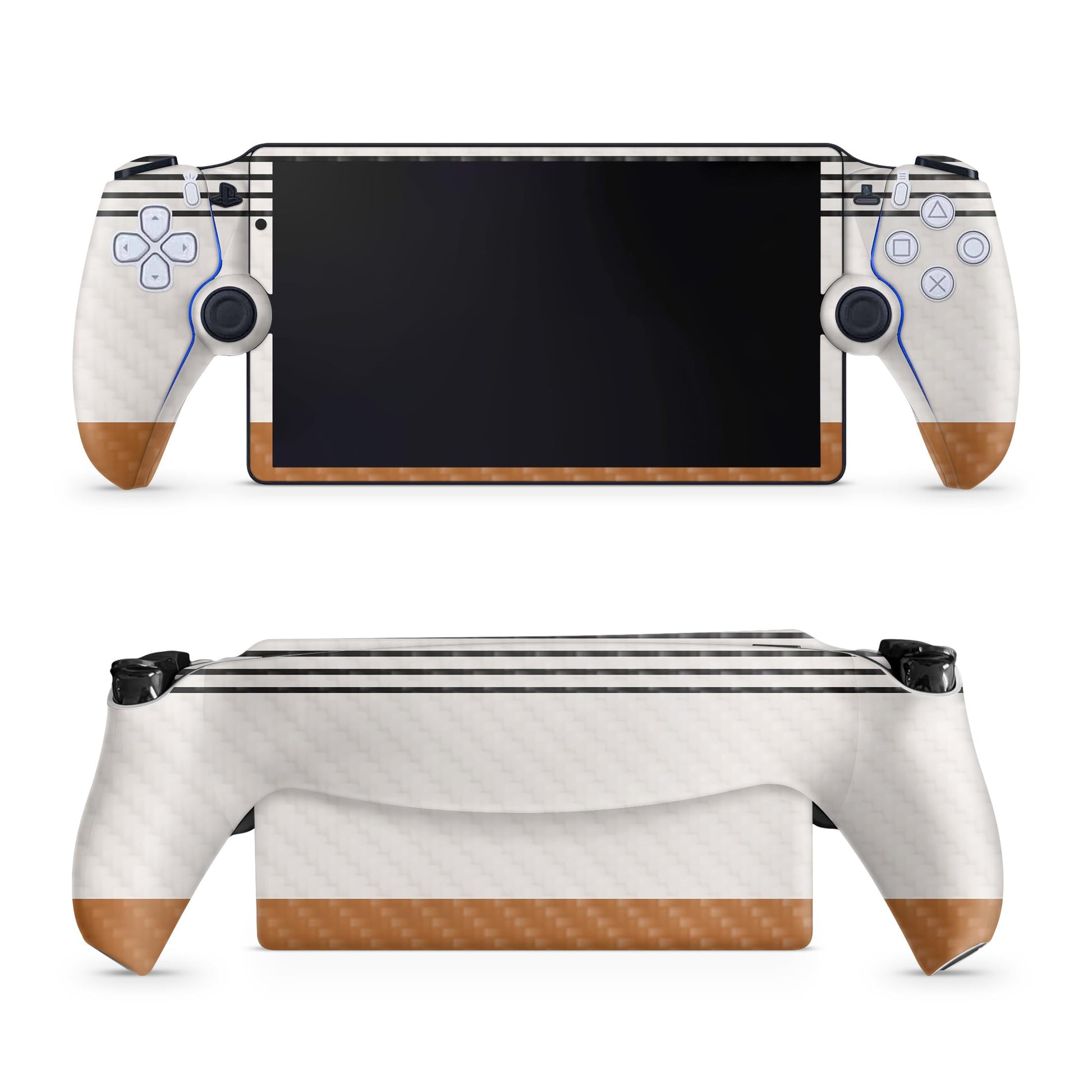 Carbon Fiber Gaming Skin Compatible with PS5 Portal Remote Player - Neutral Stripes - Premium 3M Vinyl Protective Wrap Decal Cover - Easy to Apply | Crafted in The USA by MightySkins