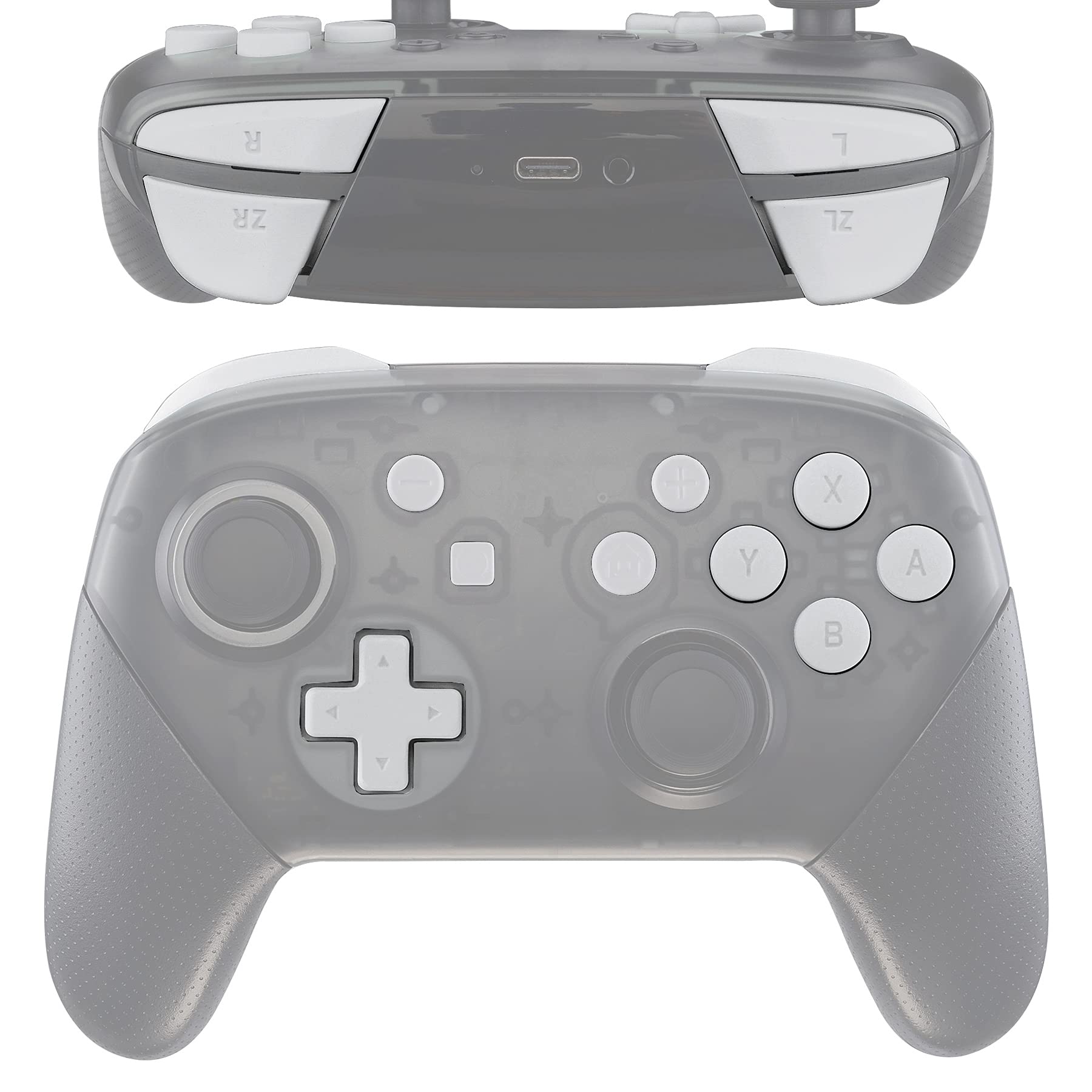 eXtremeRate White Repair ABXY D-pad ZR ZL L R Keys for Nintendo Switch Pro Controller  DIY Replacement Full Set Buttons with Tools for Nintendo Switch Pro - Controller NOT Included