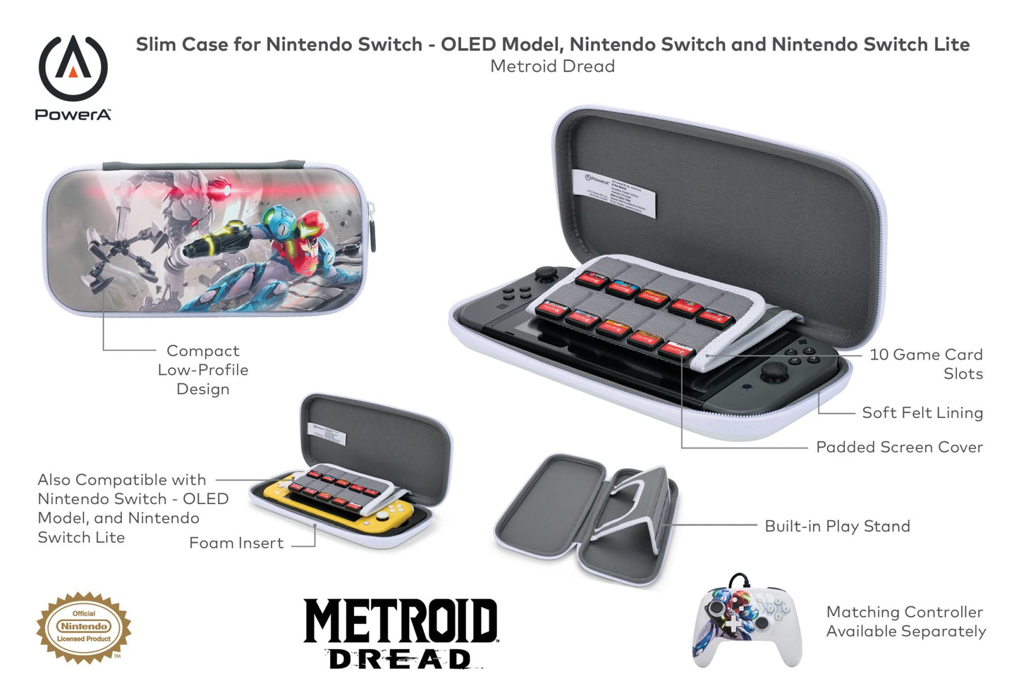 PowerA Slim Case for Nintendo Switch OLED - Metroid Dread, Slim Design, Stylish Protection