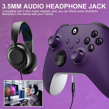 ADHJIE Xbox One Wireless Controller - 2.4GHz, Compatible with Xbox One/X/S/PC, 3.5mm Headphone Jack, Purple