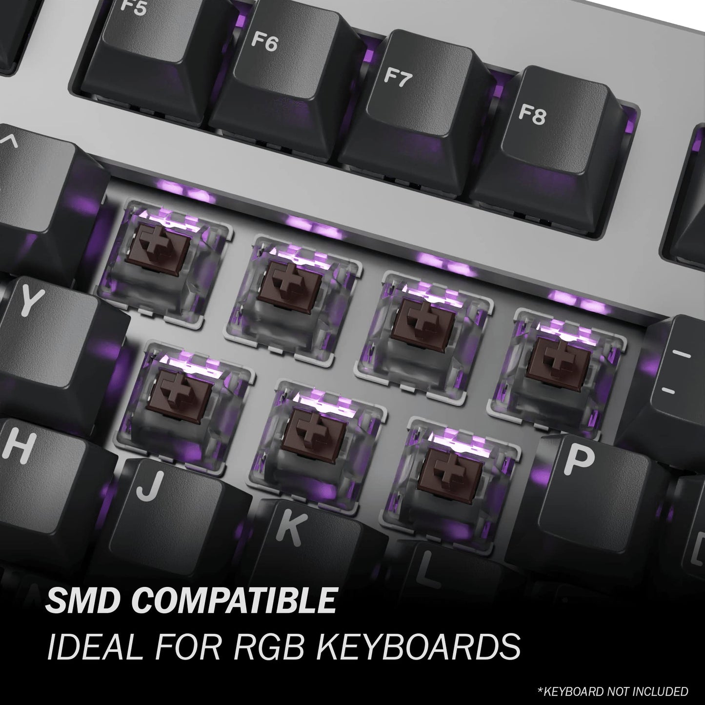 GATERON KS-9 RGB Mechanical Key Switches - Clear Top, 65 Pcs, Brown, MX Type