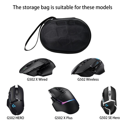 co2CREA Hard Case for Logitech G502 X Plus & G502 Hero - Black Gaming Mouse Protection