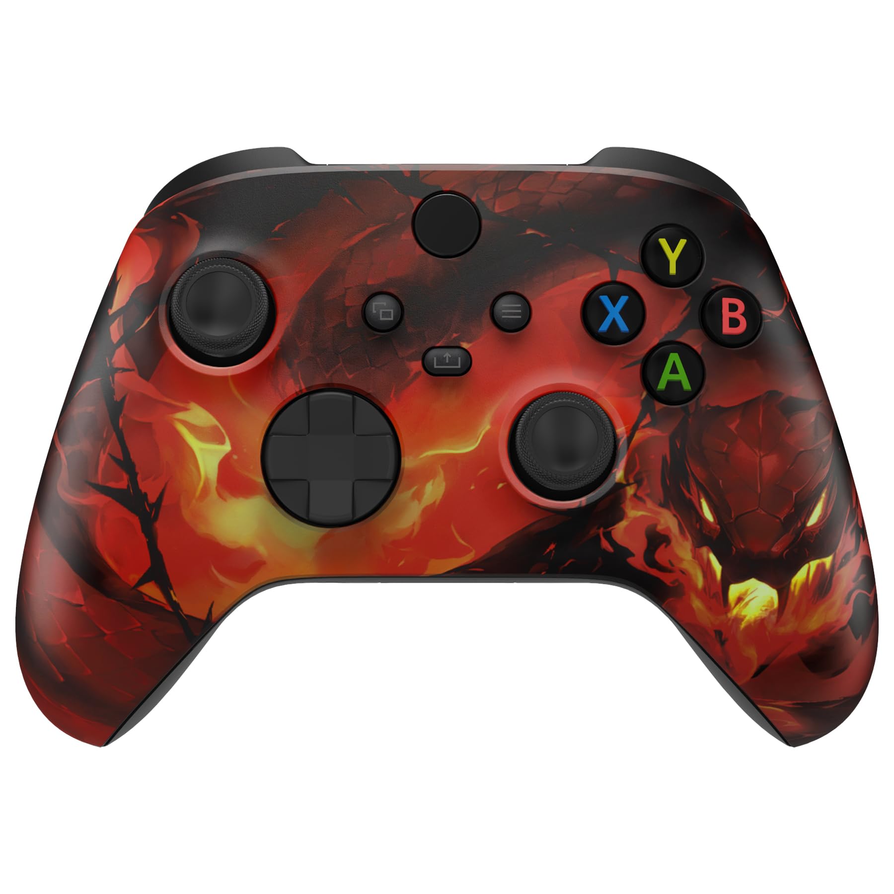 eXtremeRate Custom Shell for Xbox Series X & S Controller - Revitalize Your Game - Purgatory Fire Serpent Replacement Accessories Front Housing Cover for Xbox Core Controller - No Control