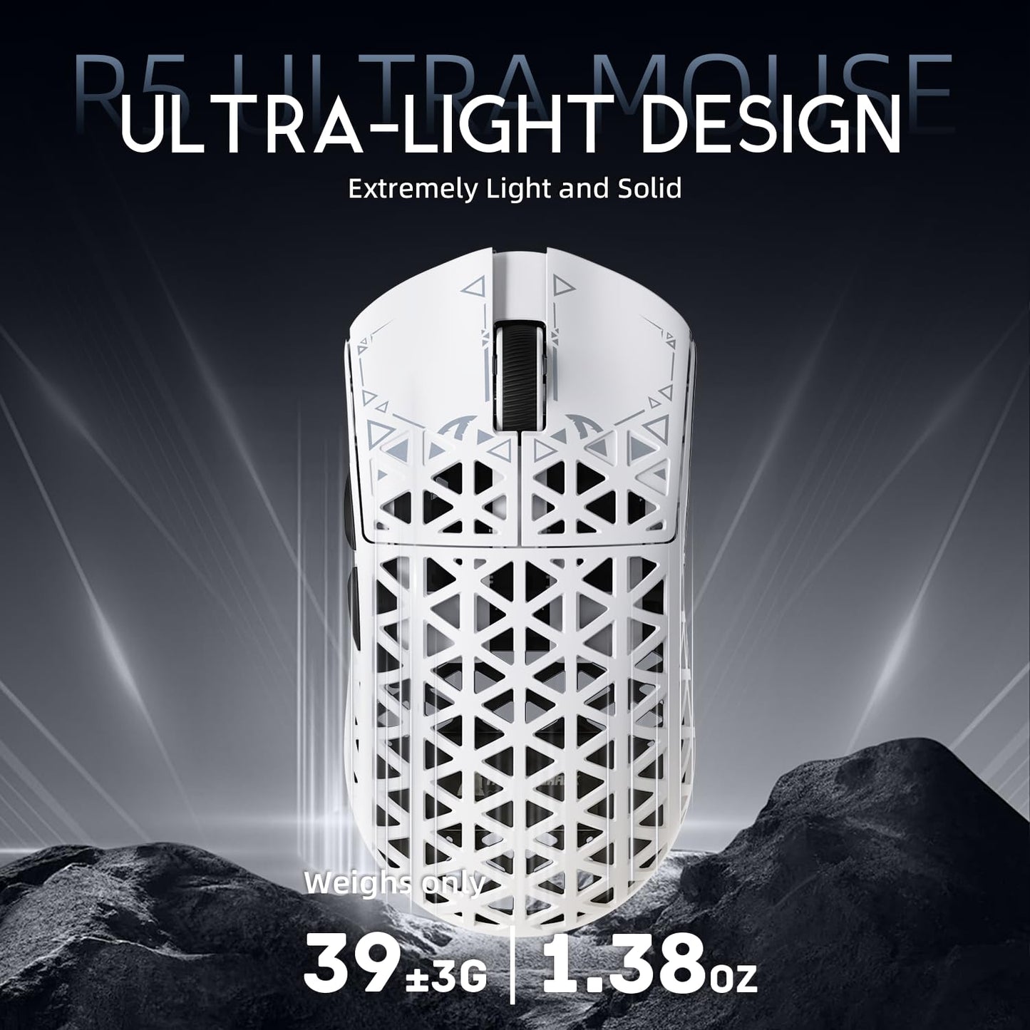 ATTACK SHARK R5Ultra 8K Wireless Gaming Mouse - 42000 DPI, Ultra-Lightweight, White