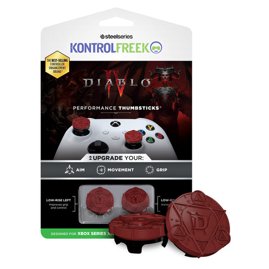 KontrolFreek Diablo IV Performance Thumbsticks for Xbox One (XB1) and Xbox Series X (XBX) Controller | 2 Low-Rise | Red & Black