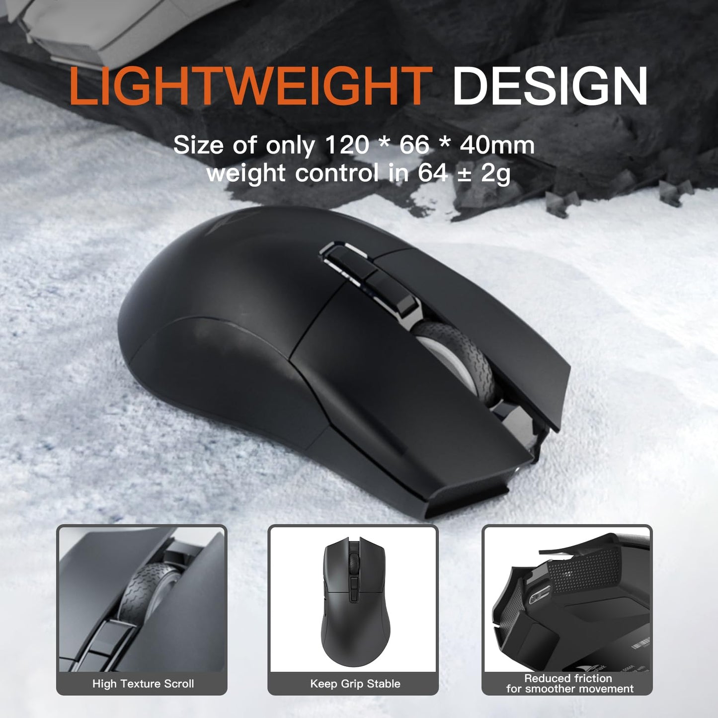 Darmoshark N3PRO 8K Wireless Gaming Mouse - 26000DPI, Tri-Mode (2.4G/USB-C/Bluetooth), Lightweight 64g, Black
