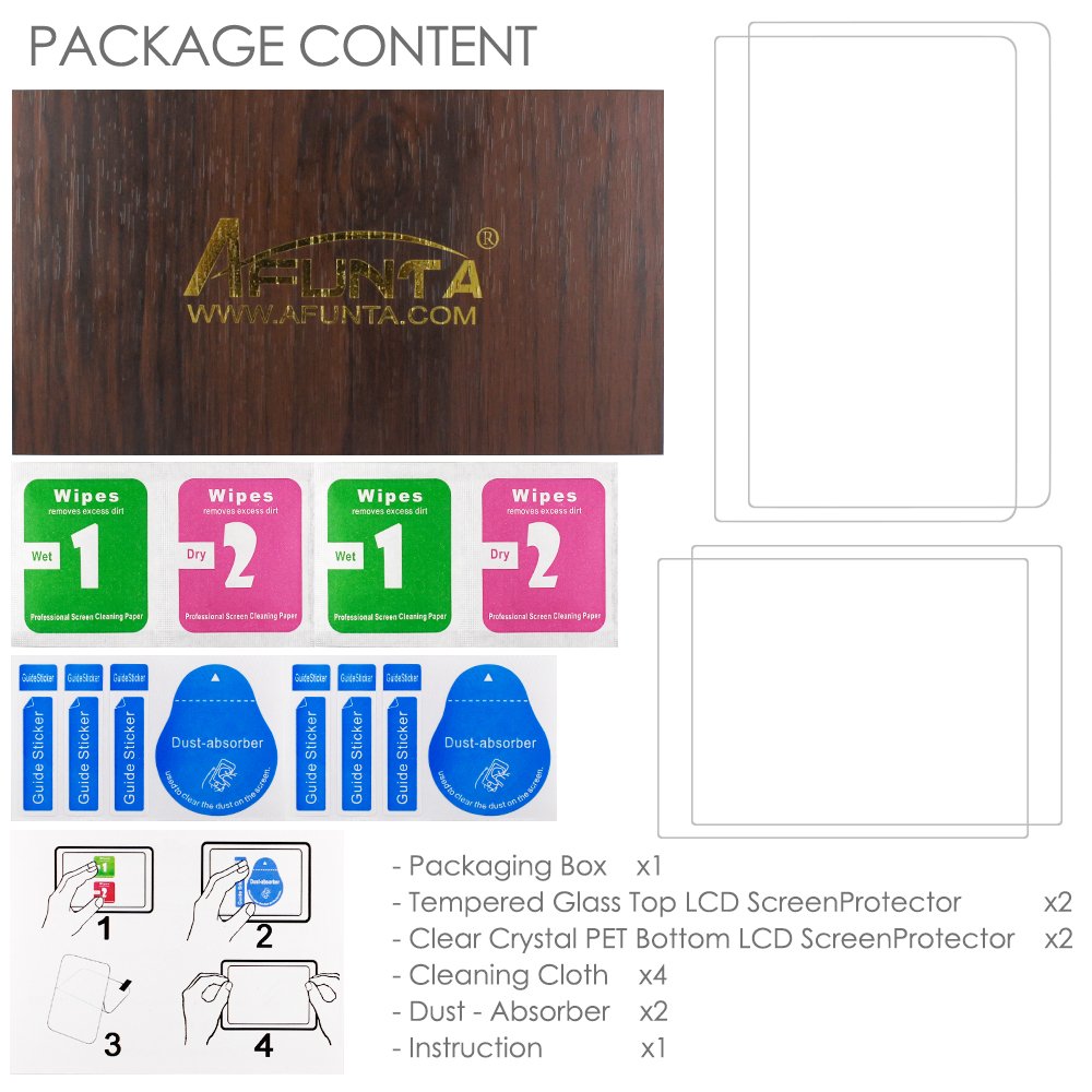 AFUNTA Screen Protector for New 3DS XL - 4 Pcs Tempered Glass & HD Clear PET Film, 3DSXL Accessory