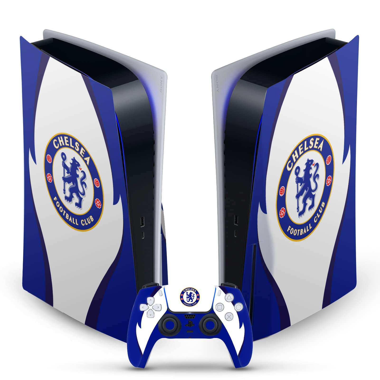 Head Case Designs Officially Licensed Chelsea Football Club Side Details Art Vinyl Faceplate Gaming Skin Decal Compatible With Sony PlayStation 5 PS5 Disc Edition Console & DualSense Controller