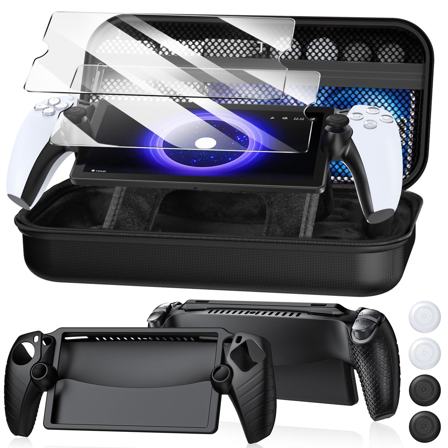 10 in 1 Accessoris Kit Compatible with Playstation Portal  Hard EVA Carry Case for Ps Portal  Soft Silicone Protective Cover  2 HD Pack Screen Protector  2 Cleaning Kit with 4 Thumb Grip for PlayStation Portal Remote Player