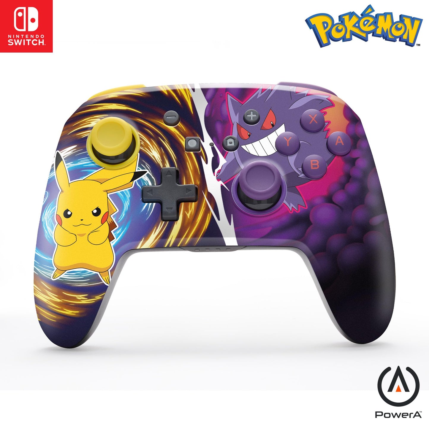 PowerA Enhanced Wireless Controller for Nintendo Switch - Pikachu vs. Gengar - Model NSGP0420-01R - Officially Licensed Gamepad