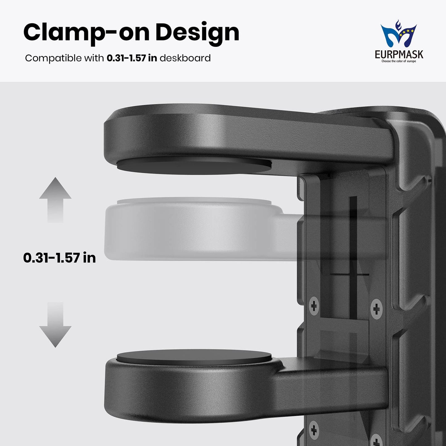 EURPMASK 3-in-1 Gaming Headset & Controller Holder, Adjustable Clamp, Rotating Arm, Cable Organizer, Black, Model ZYM-GAMEHSET-UP