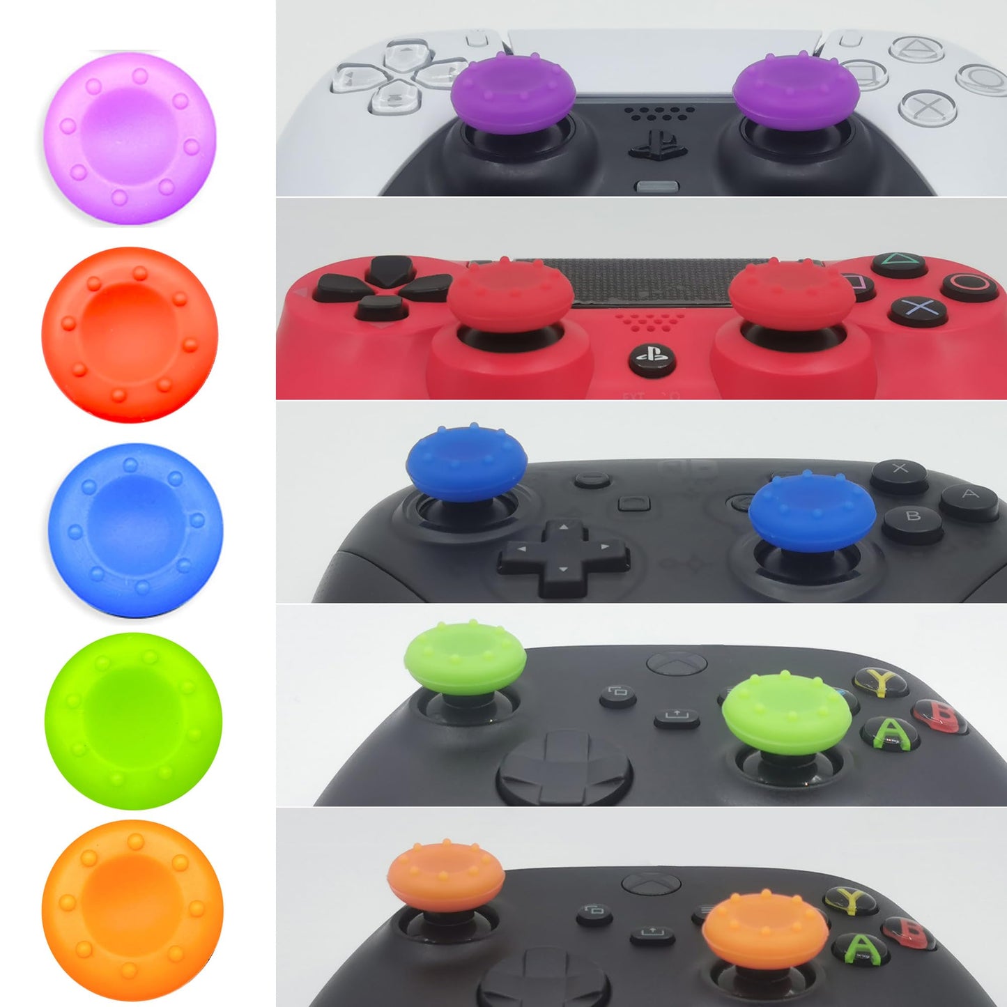 ZHI-NYLLDJS 30pcs Controller Thumb Grips for PS5/4 & Xbox - Colorful Joystick Caps Set