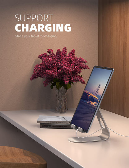 Lamicall Adjustable Tablet Stand - Compatible with 4-13" Tablets, Silver, Model ISD 0003