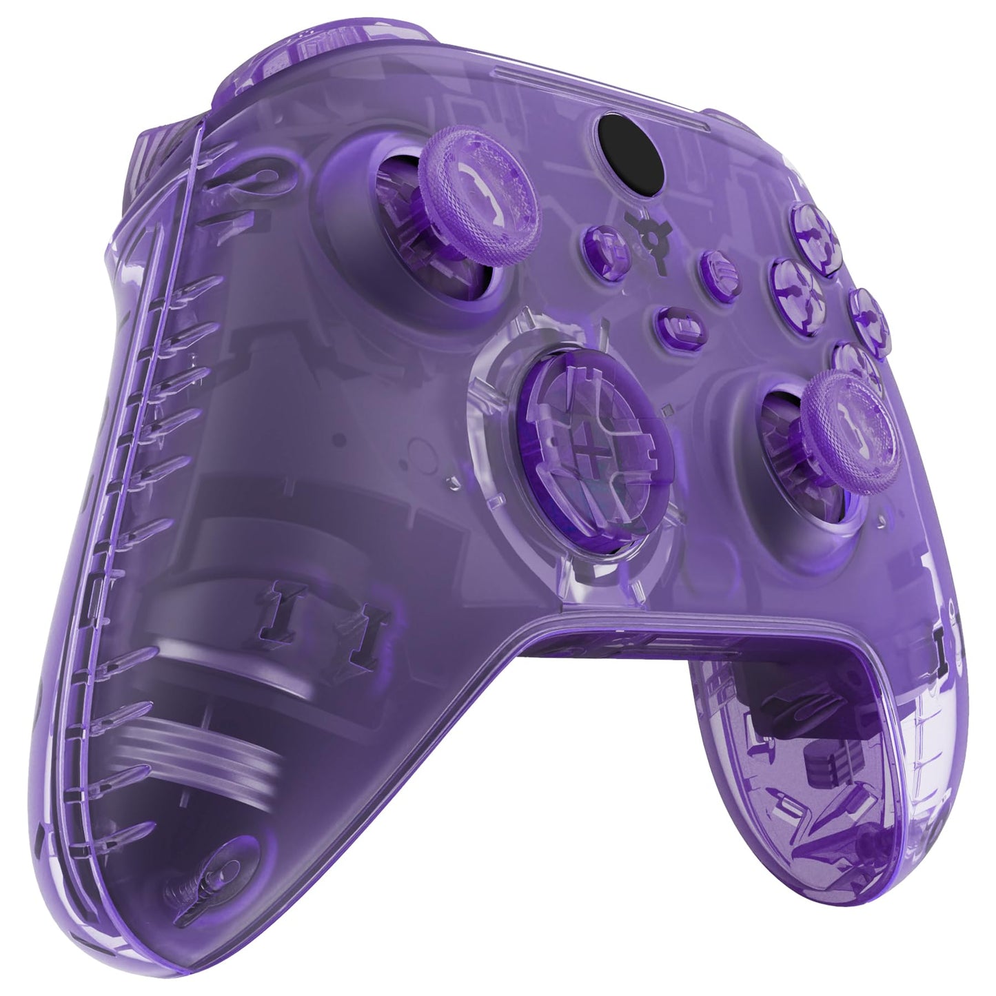 eXtremeRate Full Set Shell Buttons for Xbox Series X & S Controller - Clear Atomic Purple Replacement Grips & Side Rails - Model QX3M505