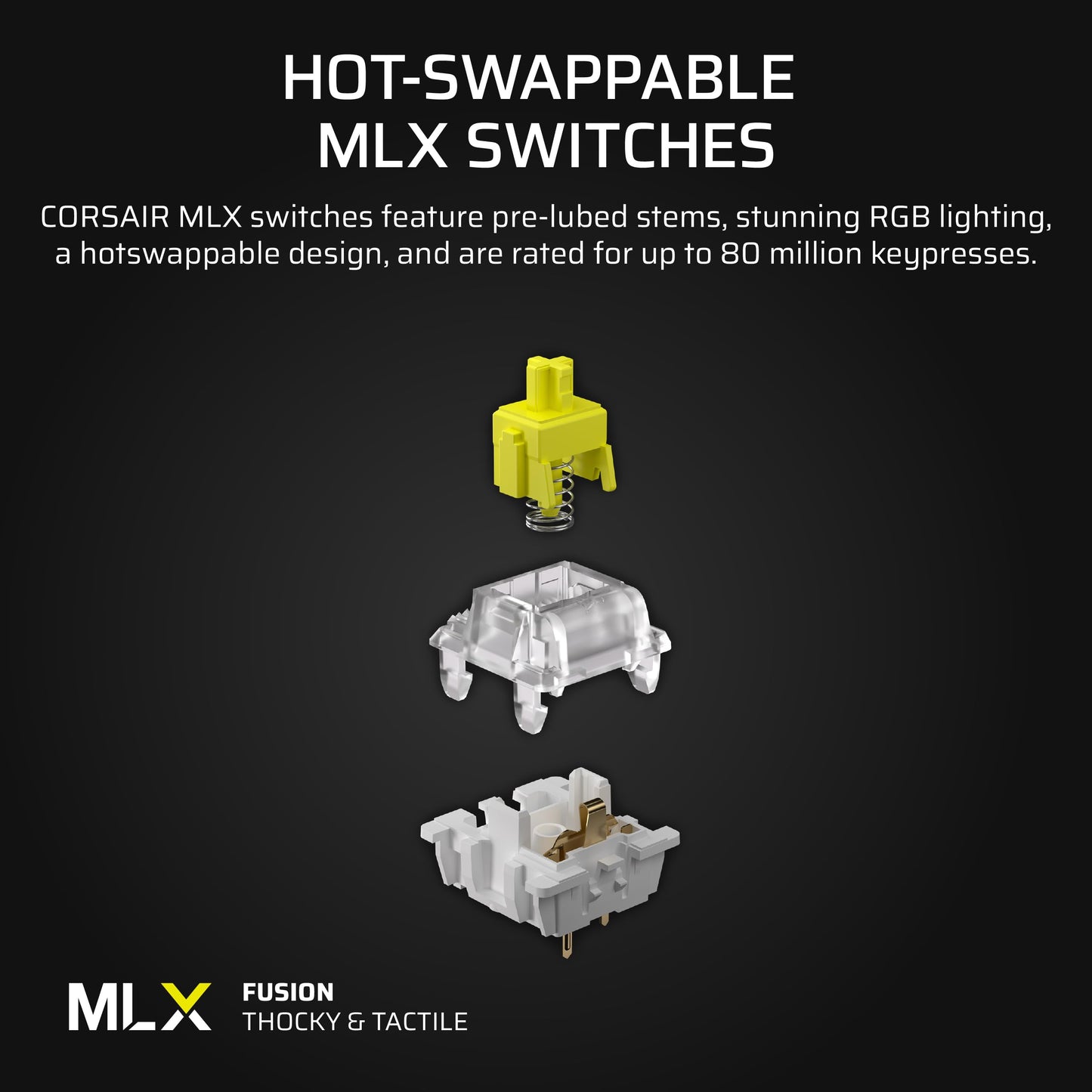 Corsair Vanguard 96 Wired Mechanical Gaming Keyboard - 96% Layout, MLX Fusion Tactile Switches, 8000Hz Polling, Black