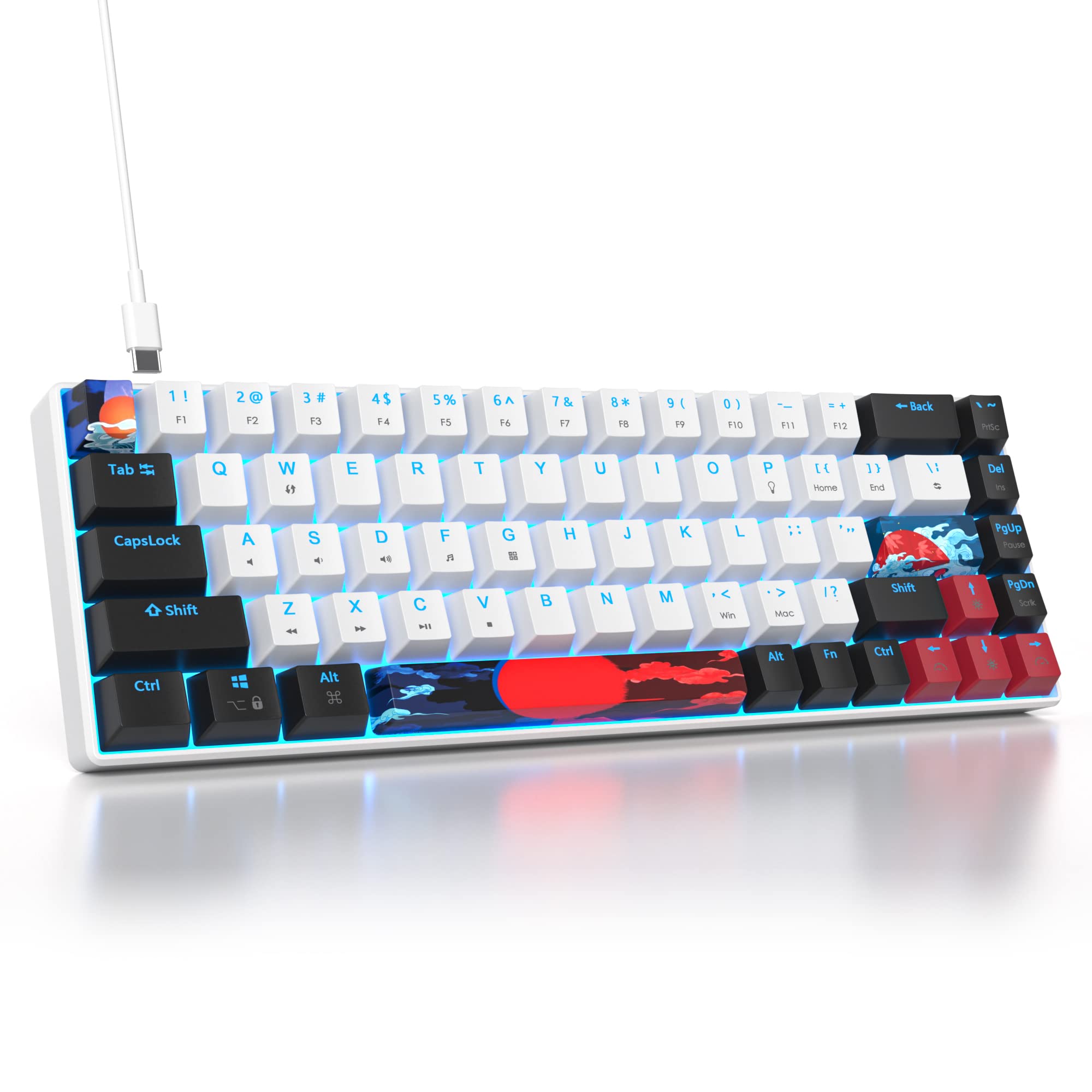 Ussixchare 60 Percent Gaming Keyboard 68 Keys Mechanical Keyboard LED ...