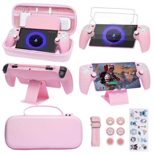 GUTIAL Ps Portal Accessories Bundle - Cute Pink PS5 Portal Accessories Kit for Girls Boys Kids with Carry Case  Protective Cover Case  Screen Protector  stand for Playstation Portal