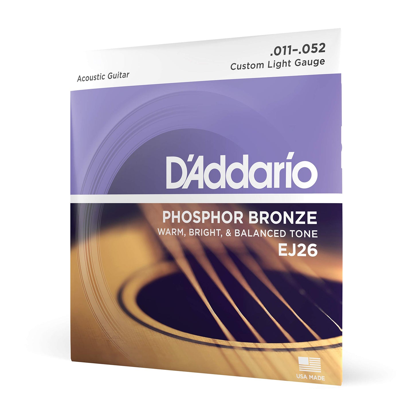 DAddario guitar Strings - Phosphor Bronze Acoustic guitar Strings - EJ26 - Rich, Full Tonal Spectrum - For 6 String guitars - 11