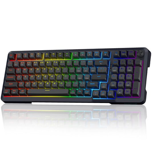 Redragon Wireless Mechanical Keyboard  3 Mode Gasket Mounted RGB Gaming Keyboard with Volume Knob  Pre-Lubed Linear Switches  MDA-Profile  98 Keys Hot Swappable Creamy Keyboard for PC/Tablet/Xbox/PS4